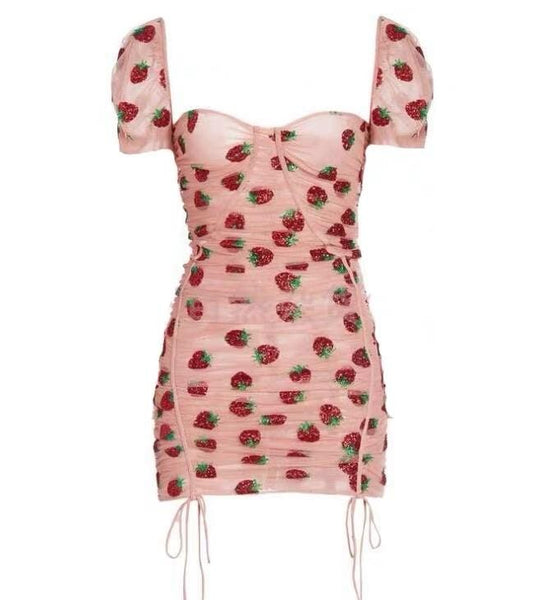 Strawberry Details Mini Dress – HYLEY